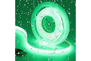 GOMING Tira LED COB USB 5V Verde 520nm IP65 Impermeable 2M 320LED/M Luces LED para DIY Gabinete Armario y Más