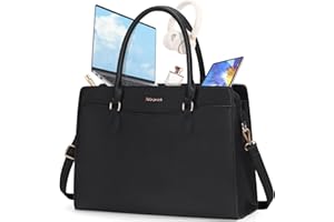 RAINSMORE Borsa Università Donna in Pelle PU Porta PC Impermeabile Nera Tracolla Shopper Business Lavoro