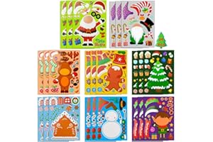 JYZPJ 24 Pieces Kids Christmas DIY StickersMake Your Own Face Sticker Homemade Christmas Stickers Party Stickers Christmas Greeting Cards for Boys Girls