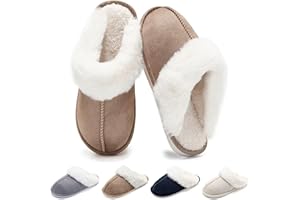 Schuvox Chaussons Hiver à Mémoire de Mousse Femmes Hommes Chaussons Chaudes Peluche Pantoufles Maison Antidérapantes Intérieur et Extérieur Unisexe 36-45EU