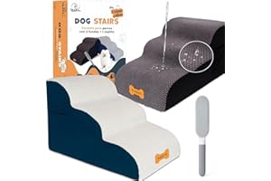KRAPPS Escalera para Perros Pequeños o Mayores con 2 Fundas Impermeables y 1 Cepillo para Pelos - Rampa para Perros, Escalera Perro, Rampa Perro, Dog Ramp, Escaleras para Camas, Escada para Caes