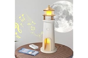 vsshe Luce di Proiezione Lunare, Luce Notturna Faro con Telecomando e Bluetooth, Proiezione Lunare Lampada Faro con Altoparlante Bluetooth, per per camera da letto, soggiorno,Bambini.