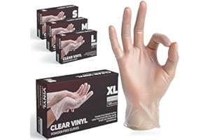 The Real Touch Einweghandschuhe, Transparente Vinylhandschuhe - Box mit 100 Stück, Einmalhandschuhe Puderfrei und Latexfrei, Vinyl Handschuhe Einweg für Küche, Reinigung und Lebensmittel (XL)