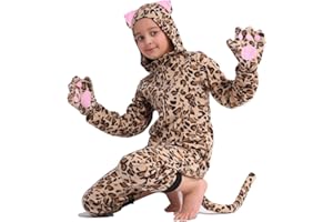 Rabtero Kinder Tier Kostüm, Unisex Gepard, Kuh, Affe, Einhorn, Dalmatiner, Giraffe Onesie für Kinder Halloween