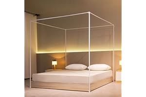 Beyeutao White Bed Canopy Frame W100 x L200 x H200 cm Canopy Bed Frame Single Four Poster Bed Frame Bed Curtains Frame 4 Poster Mosquito Net Frame for Bed Play Tent Frame Outdoor or Indoor.