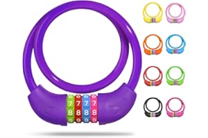 SPGOOD Lucchetto per bicicletta con numeri per bambini (10 x 650 mm), combinazione di codice antifurto, lucchetto a combinazione per bicicletta per ragazze e ragazzi, accessori per bicicletta(Viola)