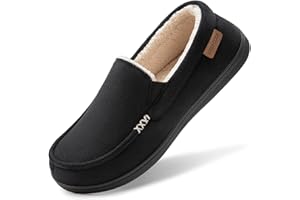VeraCosy Men's Comfy Suede Memory Foam Moccasin Slippers Warm Sherpa Lining House Shoes with Anti-Skid Rubber Sole