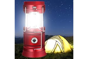 EAAERR Lanterna LED Campeggio – portatile Lanterna ricaricabile USB solare ultra luminosa alimentata a batteria torcia per Illuminazione da Esterno, Per Emergenze, Campeggio, Viaggio,Trekking(rosso)