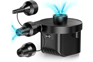 Karvipark Electric Air Pump, Electric Pump Automatic 2 in 1 Quick Fill Deflate Power Pump, Electric Bellows with 3 Nozzles for Outdoor Air Mattress Bed, Swimming Ring, Inflatable Toys
