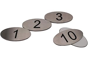 NanTun 304 Stainless Steel Engraved Oval Table Black Numbers (1-20) Pubs Restaurants Clubs - 1 to 20