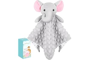 AUSPICIOUS BEGINNING Baby Comforters Blanket Plush Cuddly Toy Comforter Cuddle Blanket Animal Snuggle Toy Comforters Infant Gift for Mom, Elephant Toys Loveys Newborn Soft Touch Toddler Boys Girls Plush for Sleeping(Grey)