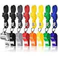 Tima 10 Packs Coaches Referee Whistles with Lanyards, 9 Colorful Plastic and 1 Stainless Steel Metal Whistle for Football Sports Lifeguards Survival Emergency Training (Multicolour)