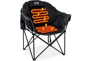 Ryuhic Beheizte Klappbar Campingstuhl – bis 227KG Belastbar Tragbarer Klappstuhl für Outdoor-Sport mit 3 Heizstufen, für Garten, Terrasse & Lounge (Powerbank Nicht Enthalten)