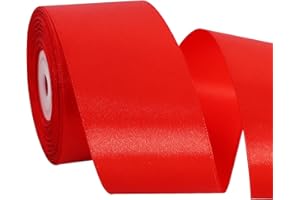 TONIFUL 5cm x 20M rotes ​Band breit geschenkband große Schleife Satinband für Auto Bogen Schleifen Partydekoration Stuhl Hochzeit Der Valentinstag Geschenkverpackungen Strauß geschenkband
