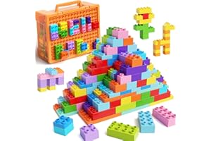 STEM MATCH 97 piezas grandes bloque de construcción, bloques clásicos en 12 colores y 8 formas, creativos compatibles con, juguetes de construcción con caja