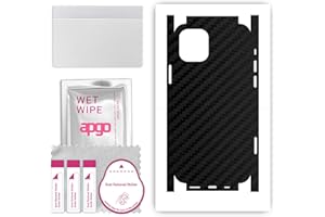 apgo Protecteur Skin, Autocollant, Peau, Film en Vinyle structuré pour ARRIÈRE + CÔTÉS au modèle Apple iPhone 12 avec Motif Noir de Carbone