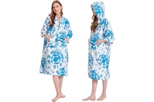 OLAOLA Poncho de Surf para Adultos, Toalla de Microfibra con Capucha y Bolsillo, Suave Albornoz Playa Natacion, Secado Rápido Toallas Poncho para Mujeres y Hombres (Tie-Dye)