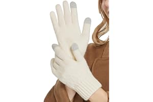QICEDER Hiver Chauds Tricoté Gants à Ecran Tactiles Tricotés Gants Hiver, Gants Hiver Chaud Tactile Antiderapant Super Doux Gants Tricotés Sport Hiver Gants Vélo Cyclisme Moto pour Femme
