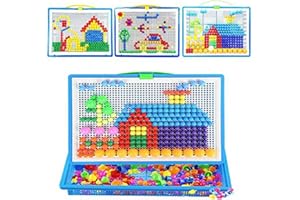 QCHOMEE Mosaïque Puzzle Jouet Bloc Jeux de Construction Jigsaw Puzzle 3d Clous de Champignon Colorées Créatif DIY Briques Construction Jouet Educatif Cadeau Noël pour Enfant 3 Ans et Plus (888pcs)