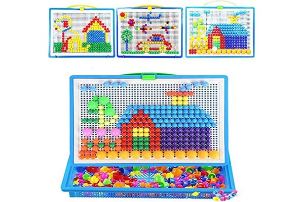 Mosaïque Puzzle Jouet Bloc Jeux de Construction Jigsaw Puzzle 3d Clous de Champignon Colorées Créatif DIY Briques Construction Jouet Educatif Cadeau Noël pour Enfant 3 Ans et Plus (888pcs)