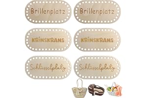 ROTKUSZ 6 Stück Korbboden zum Häkeln, Holzboden für Häkelkorb, Ovaler Taschenboden zum Häkeln, Gehäkelter Korbboden, Naturholzkorbboden für DIY Korbflechten (Ohne Kabel und Werkzeug)