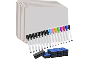 KIONEER 8 Pack A4 Whiteboard, 8.2X11.8 in Mini Dry Erase White Board, Durable Portable White Boards for Students with 16 Pens and 2 Erasers, Small Whiteboard for Classroom,Home,Office
