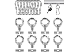 DINGFENG Tappi per Binari per Tende da Sole, 8 Pezzi 6mm Ganci in Acciaio Inossidabile 304 per Tende da Sole con 8 Moschettoni, Kit di Bloccaggio per Roulotte, Camper, Tende da Campeggio