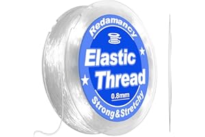 Redamancy 0.8mm*50m Fil Bracelet Perle,Fil Transparent Elastique Bijoux avec Aiguille Perle,Fil Nylon Elastique pour Bracelet,pour Fabrication Bracelet,Collier et Bijoux,Suspendre Les Décorations