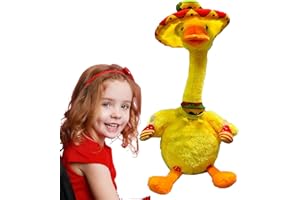 DARIICHA Dancing Duck Toy: Talking Singing Duck, Plush & Interactive Toy, Repeating What you Say and Dance for Endless Fun & Entertainment, Christmas and Decoration Piece, USB Rechargeable [Yellow]