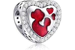 LaMenars Charms Love You MOM Ciondola pendenti in argento sterling 925 perle con zirconi Adatto per bracciali con ciondoli Europa, regali di Natale per bracciale e collana da donna e ragazza