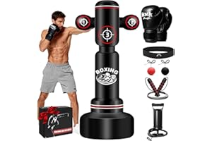 NZQXJXZ Upgraded Punching Bag for Adults, 70” Free Standing Punch Bag with Boxing Gloves, Air Pump, Jump Rope & Reflex Ball, Men Inflatable Boxing Bag for Training MMA Fitness Home Gym Beginners