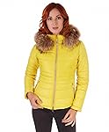 D'Arienzo - Ladies &bull; Colore Giallo &bull; Piumino in Pelle con Cappuccio bogot&agrave; effeto Vintage