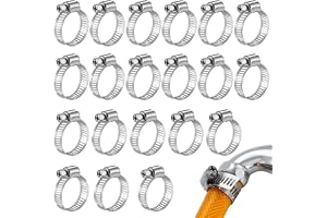20 stycken slangklämmor set 16–25 mm, 304 rostfritt stål slangklämma, justerbara slangklämmor, robusta och rostbeständiga byx