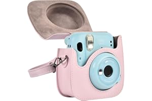 SAIKA Schutzhülle Kameratasche für Instax Mini 12/11, Sofortbildkamera Tasche für Mini 12/11 mit Verstellbarem Gurt-Rosa