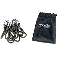 CargoVA® - 10 Spanngummis mit Haken und praktischer Tasche - Expanderhaken für Planen und Netze Olivgrün - 15cm lang [10…