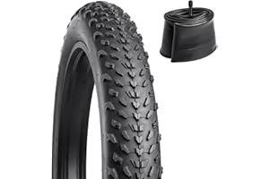 YunSCM Lot de 1 Fat Bike Pneus 20x4.0 ETRTO 100-406 et Lot de 1 Fat Bike Chambres à air 20x4.0 AV32mm Valve Compatible 98/102-406 20x4.0 Pneu et Chambres à air(Noir)