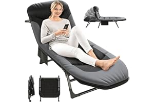 AlpineAura Lit de Camping Pliable 1 Personne XXL, Chaise de Camping Extra Large, 190 x 65 x 30 cm, 6 Dossiers Réglables, Charge Jusqu'à 150 kg - pour Intérieur, Extérieur, Jardin, Pêche