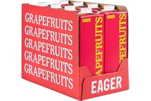 Eager Pink Grapefruit Juice 100% Squeezed, Refreshing Fruit Drink, NFC Not From Concentrate, 1 Litre (Pack of 8)