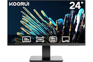 KOORUI 24 Inch FHD Monitor, Ultra-slim Bezels, 75Hz, VA Display, 5ms, Low Blue Light, 75 x 75 mm VESA Mountable, Adjustable Tilt, Black (1920 x 1080, HDMI/VGA)
