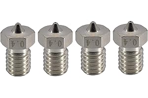 POLISI3D 3D-Drucker-Überzug, verschleißfest, M6-Gewinde, Messing-Düse, 0,4 mm kompatibel mit1,75 mm V6 Hotend Titan Aero Extruder Prusa I3 MK3 MK3S Anycubic I3 Mega 3D-Drucker (4 x 0,4 mm)