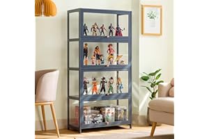 ZMHPLKH vetrina con ante in vetro curio vetrina realizzata in materiale di bambù naturale, design con porta flip-top, sigillata e antipolvere, facile da installare