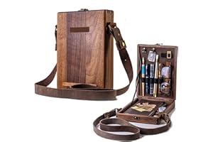 Qklovni Retro Writers Kuriertasche aus Holz, multifunktional, tragbar, handgefertigt, für kreative Architekten, Skizzierer, Schriftsteller (Holzfarbe)
