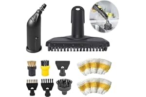 WINWJ 10 Stück Dampfreiniger Zubehör für Kärcher SC1 SC2 SC3 SC4 SC5, Rundbürste, Flachbürste, Gebogene Düse, Hand-Dampfbürste, Große Rundbürste, Reinigungstuch-Bezug, Schaberdüse Geeignet für Küche Auto