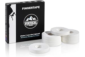 VERTICAL FELLOWS® 8 Rollen Klettertape 10mm breit - DERMATEST sehr gut - mit PDF Tapeanleitung - ideales Fingertape und Sporttape für Klettern Bouldern Kraftsport Handball Kampfsport