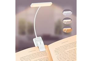 ‎GRITIN Gritin Leselampe Buch Klemme, USB Wiederaufladbare Buchlampe mit 19 LEDs, 3 Farbtemperatur Modi, Lange Laufzeit, Stufenlose Helligkeit Klemmlampe,360°Flexibel Klemmleuchte für Nachtlesen ins Bett-Weiß