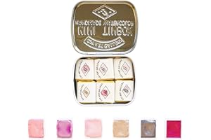 CSY art gallery Peintures à l'aquarelle métalliques faites à la main, ensemble de demi-casseroles, paillettes métalliques scintillantes, aquarelle de voyage professionnelle pour artistes (Pink Peach)