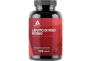 Riso Rosso Fermentato Colesterolo Tripla Azione- 20mg Coenzima Q10, Guggul- 120 capsule Senza citrinina- 2.9mg Monacolina K, Policosanoli, Acido Folico- Vegan- Bodyathlon
