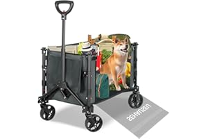 SEHAUSEU Carrello da campeggio pieghevole con freni, carrello da spiaggia su grandi ruote All-Terrain, manico retrattile, Heavy Duty 600D, 120 l, 100 kg, per shopping, picnic, campeggio, trasporto, colore