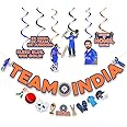 Party Propz Cricket Theme Decoration Items-Pack Of 8Pcs Cricket Worldcup Theme Swirls|Cricket Theme Swirls, Team India Party Decoration|Cricket Theme Banner (Cardstock) - Multicolor