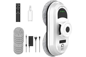 Bekasa Robot Window Cleaner, 5600Pa Window Cleaner Robot, 3 Cleaning Modes Remote Control, Intelligent Edge Monitoring, Automatic Cleaner for Outdoor/Indoor Glass, Mirrors, and Tiles (10 Cloths)